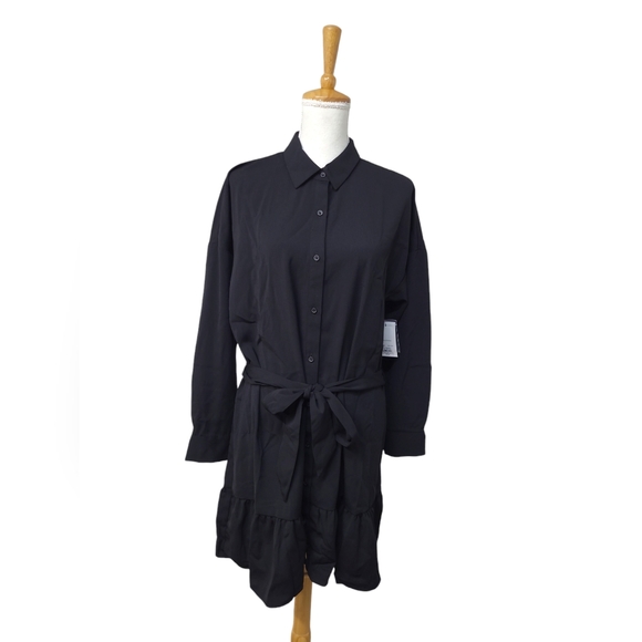 Nine West Dresses & Skirts - NINE WEST DRESS WOMENS SIZE LARGE BLACK DOLMAN SLEEVE RUFFLE HEM MINI